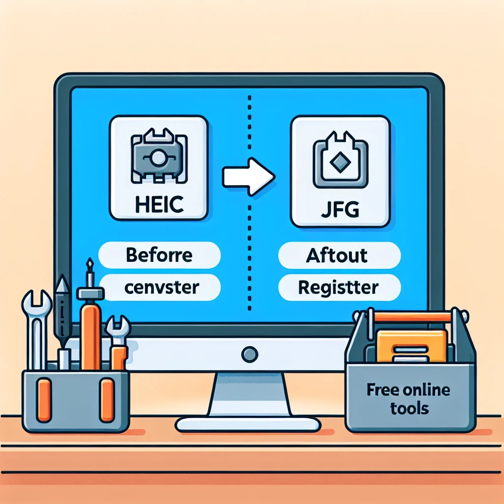 "Ejemplo de conversión de formato HEIC a JPG en línea sin registro, mostrando una herramienta gratuita fácil de usar en una pantalla de computadora."